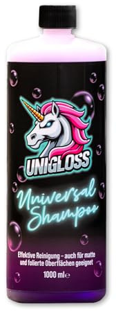 UNIGLOSS Universal Autoshampoo, 1000ml | pH-schonend, Snow Foam Effekt, für matte & folierte Oberflächen geeignet, starke Schaumbildung, lackschonend