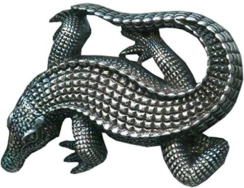 Gürtelschnalle Kroko 2,0cm | Buckle Wechselschließe Gürtelschließe 20mm Massiv | Für Wechselgürtel bis zu 2cm Breite | Silber
