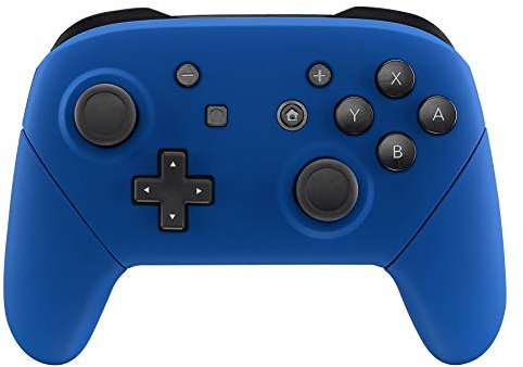 eXtremeRate Griff Hülle Set für Switch Pro Controller, Matt DIY-Ersatz Front Case/Rücken Gehäuse&Handgriff Grips Shell Zubehör für Nintendo Switch Pro Controller-Blau