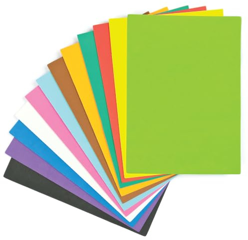 Baker Ross Fogli di Gommapiuma Multicolore Confezione Risparmio (confezione da 18) - Attività Creative per Bambini
