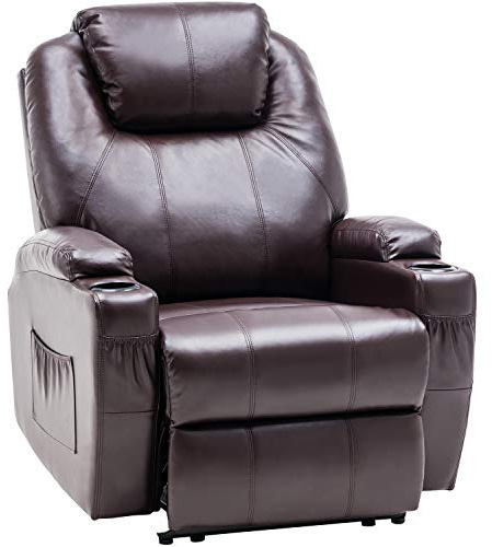 M MCommbo Poltrona relax elettrica Poltrona massaggiante Poltrona TV Funzione reclinabile Riscaldamento a vibrazione Nuovo modello 7061 (finta pelle, Marrone)