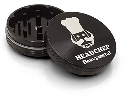 Headchef Heavymetal 2 Piece Grinder Metal Herb Grinder with Magnetic Lid Black 55mm