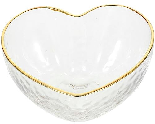 Lurrose Glass Heart Salad Bowl Crystal Dessert Bowl Love Heart Shape Perfect for Wedding Party