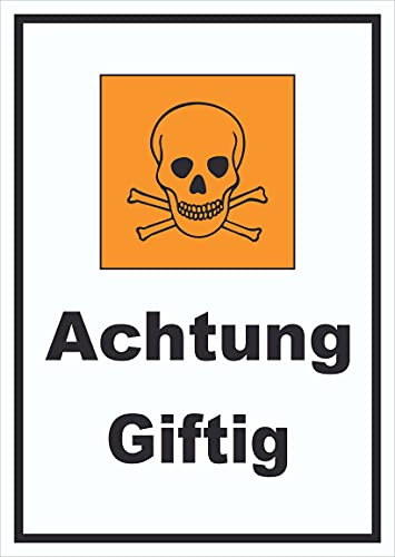 HB-Druck Schild Gefahrensymbol Achtung giftig Totenkopf hochkant A4 Rückseite selbstklebend