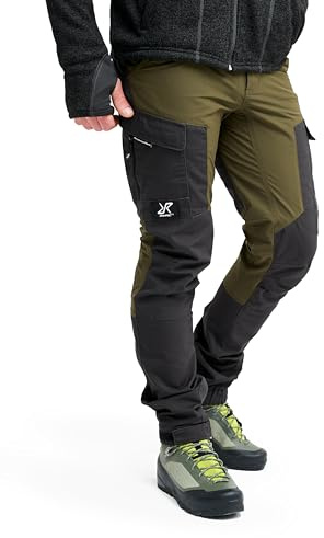 RevolutionRace Men's RVRC GP Trousers, Durable Trousers for Hiking, Walking, Exploring and All Other Outdoor Activities, Dark Olive, XS