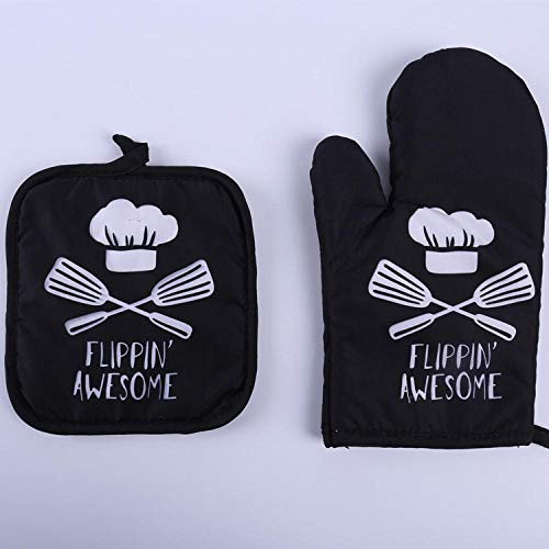Topflappen Schwarze Weiße Kochmütze Ofenhandschuhe rutschfest Haltbar-Geeignet Zum Kochhandschuhe Backhandschuhe Waschbare Topfhandschuhe, Küchenzubehör Ofenhandschuhe Hitzebestaendig 17x27cm