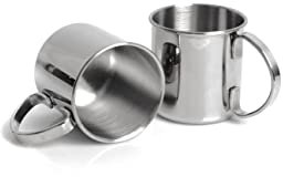 Echtwerk 2-teiliges Kupferbecher-Set, bruchsichere Edelstahl-Gläser, Cocktail-Set, Cocktailgläser perfekt für Gin, Vodka, Bier und Kaltgetränke, Geschenkset, Silber-Edition, 480 ml