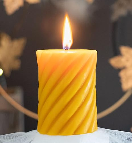 tea4chill Bienenwachskerze aus 100% Bienenwachs, Honigkerze, Stumpen Kerze Spiraldesign 6,5x8,5cm, Adventkranz Kerze, handgefertigt