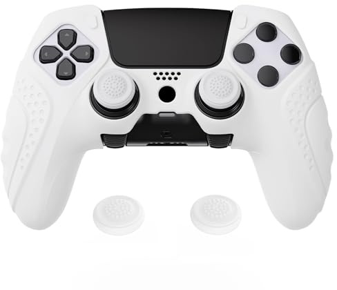 playvital Protection Manette pour ps5 Edge Coque Silicone,Blanc | Housse avec Capuchon Joystick pour ps5 Edge Controller Protège Accessoires-Guardian Edition
