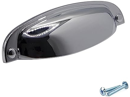 M4TEC Muschelgriff Schalengriff Möbelgriff Schubladengriff Schlafzimmer Küchenschrank Chrom Poliert. VD8 Serie: 96 mm BA