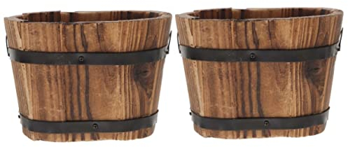 YARNOW 2stücke Retro Holz Blumentopf Dekorativer Pflanzkübel Für Sukkulenten Und Blumen Für Garten Balkon Und Innenräume Stabil Und Langlebig Vielseitig Einsetzbar Als Deko-Element