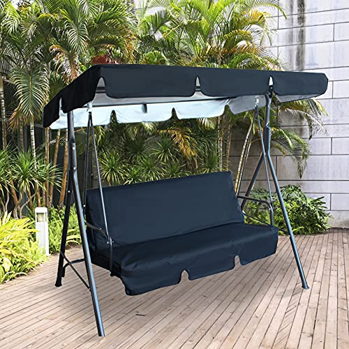 Replacement Canopy Swing Seat Chair,Waterproof & UV Resistant Swing Chair Canopy Replacement Cover Garden Patio Hammock Cover Top (Black,164 * 114 * 15cm)