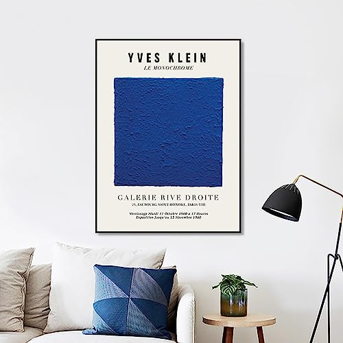 Klein Blå Konsttryck Yves Klein Monokrom Utställningsaffisch Fransk Modern konst Väggbild Canvasmålning Heminredning 30x40cm Ramlös
