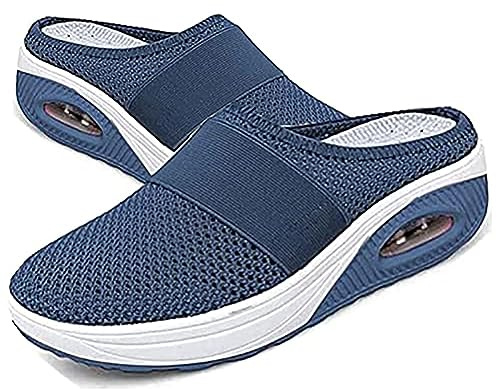 GYCS Air Cushion Slip-On Walking Shoes Orthopädische Diabetiker-Wanderschuhe, orthopädische Schuhe für Damen, atmungsaktiv, lässig, Luftkissen, Schlupfschuhe, Outdoor-Walking-Sneaker,Royal Blue,39EU