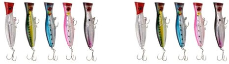 SRMAN Köder für Oberflächen Angeln - Popper - Fang-/Spinnen Angeln Pack - Meer Angeln - 10 Stück - 12,5 cm und 40 Gramm