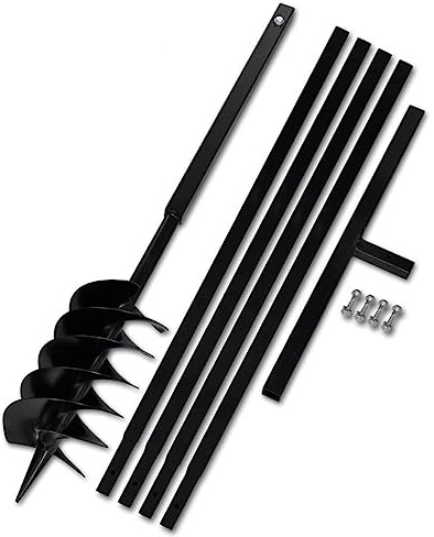 SmtSecLSH Handerdbohrer Garten Erdlochbohrer,Schwarz Handbohrer Erdlochbohrer, Erdbohrer für Akkuschrauber, Garten Pflanzen, Tiefkultivieren-Schwarz 150 mm||5 m