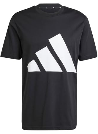 adidas Hombre Essentials Big Logo Single Jersey Shirt, Black/White, L