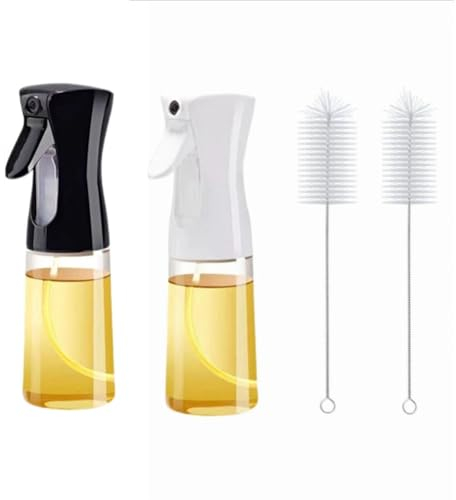 Ölsprüher für Speiseöl,2 PCS 220ml Glas Öl Sprühflasche mit Pinsel Olivenöl Spray für Küche Grillen Salat BBQ Heißluftfritteuse Backen