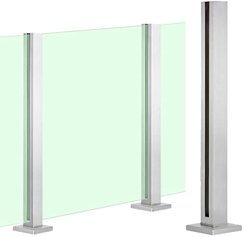 Deck-/Plattform-Glasgeländerpfosten, 85/90/95/100/105/110/115/120 cm hohe Glasklemme, Edelstahl-Korridortreppe, Glasbarrieresäule (Farbe: Farbe Grau, Größe: 105 cm/41,3 Zoll)