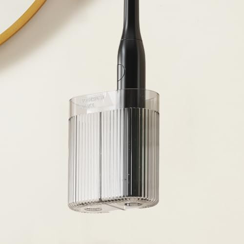 Zahnbürstenhalter Elektrische Zahnbürste Halter mit 2 Fächer,Badezimmer Elektrischer Zahnbürstenhalter mit Abflussloch für Zahnbürste,Handzahnbürsten,Zahnpasten und Zungenschaber(Transparent)