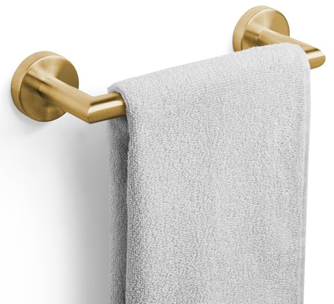 JunSun Bathroom Towel Bar 9 Inch Brushed Gold Wall Mounted Towel Holder Hand Towel Holder Modern Home Decor Stainless Steel Towel Bar Bathroom Accessories