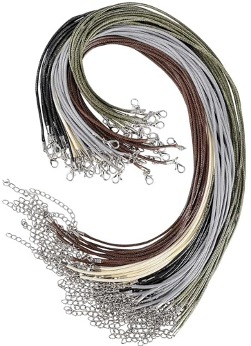 Luxiremi 30 Pcs Black Waxed Cotton Necklace Cord Set, 1.5mm with Lobster Clasp for DIY Jewellery Making