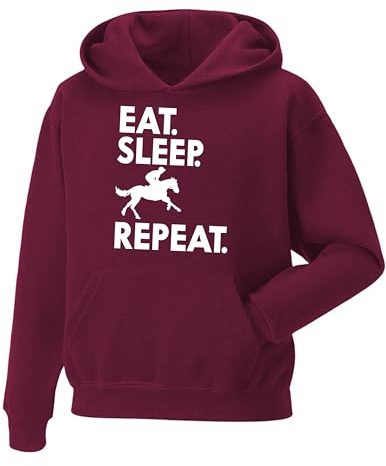 Daily Apparel Eat Sleep Ride Repeat Horse Hoodie- Equestrian Horse Riding Rider Pullover Hooded Top Pony Dressage Compete Stables Show Best Gift for Horse Lovers
