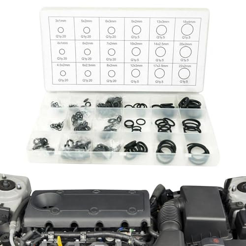 Rubber O Rings,225 Assorted Sealing Gasket Rubber Washers | 18 Size O Rings Assortment Rubber Washers, Combination Gasket Repair Box for Oil Plumbing Engines Faucets Seal Repair