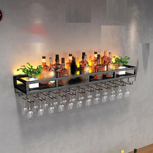 Wandmontiertes Weinregal für Weinflaschen und Gläser, platzsparender Weinschrank für Restaurant und Wohnzimmer