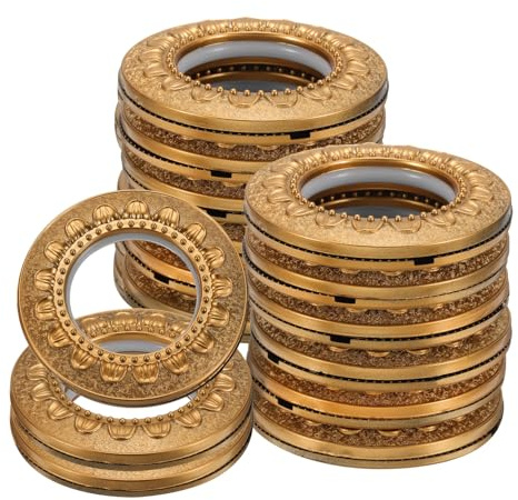 QUARKZMAN 16pz Occhielli per Tende, 1-5/7(42 mm) ID Motivo Anelli per Tende Finestre Pannelli Anelli Occhielli Scorrevoli a Basso Rumore per Asta Tende da Casa, Oro Sabbia