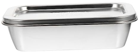 Alipis 1 Caja Caja De Almacenamiento De Acero Inoxidable Tornero De Mantequilla Tapas Verter Fabricante De Tortillas De Microondas Molde Para Pan Con Tapa Pres Acero Inoxidable 304 Silver