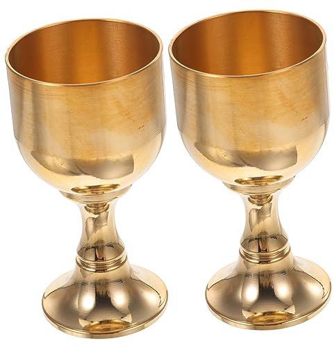 Cabilock Lot de 2 Gobelets Rétro en Laiton pour Liqueur Verres à Vin Délicats Accessoires de Fête Tasses Décoratives pour Dîner et Décoration
