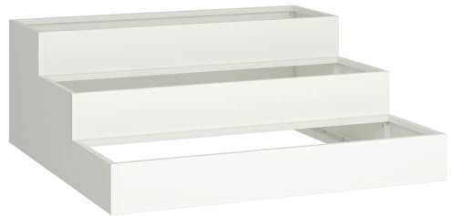 vidaXL Fioriera da Giardino 3-Livelli 90x90x35 cm Bianco Acciaio