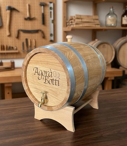 Agorà Botti Barril de roble de 15 litros con grifo de latón