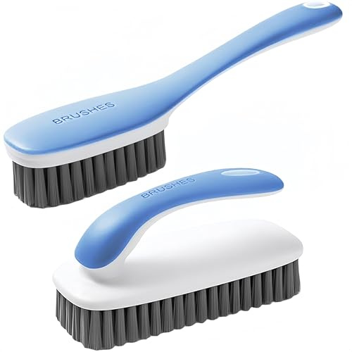 Scrub Brush for Stains-2 Pack Fabric Cleaning Brush,Laundry Stain Remover Brush,Clothes Scrub Brushes Cleaner Soft Bristle Scrubbing Brushes Household Cleaning for Carpet Clothes Bags & More (Blue)