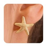 HANLI Étoile de Mer Boucles D'oreilles Femme Plaqué 18K Or Ladies Plage d'été Hypoallergénique Bijoux Cadeaux Pour Femmes