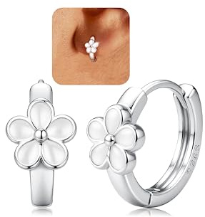 MILACOLATO Ohrringe Silber 925 Creolen für Damen Mädchen Hypoallergene | Creolen Gold/Silber Klein Kinder Huggie Ohrringe Creolen 10mm Blumen Gänseblümchen Ohrringe Mit Geschenkbox
