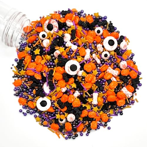 130g Halloween Tortendeko Essbar, Essbare Süßigkeiten Kuchen Dekoration, Halloween Torten Deko, Mini essbare Zuckeraugen Halloween Streusel, Zum Dekorieren von Kuchen, Keksen, Muffins und Desserts