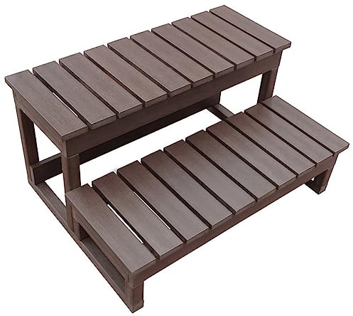 Non-Slip Heavy-Duty Hot Tub Steps - 2-Tier Spa Ladder for Outdoor Bathtubs Pools & Gardens - Weatherproof Anti-Slip Easy Assembly 500LB Weight Capacity