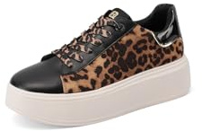 QUEEN HELENA Zapatillas de plataforma para mujer, zapatillas ligeras informales, X33-4, Leopardo., 38 EU