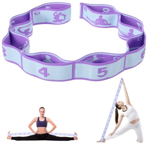 HJZHII Yoga Stretching Band mit 8 Schleifen,Yoga Stretching Strap,Fitnessbänder Band Fitness Stretchband mit Schlaufen Stretch Gurt Hochelastischer Gymnastikband Upgrade Erweitern Spannband