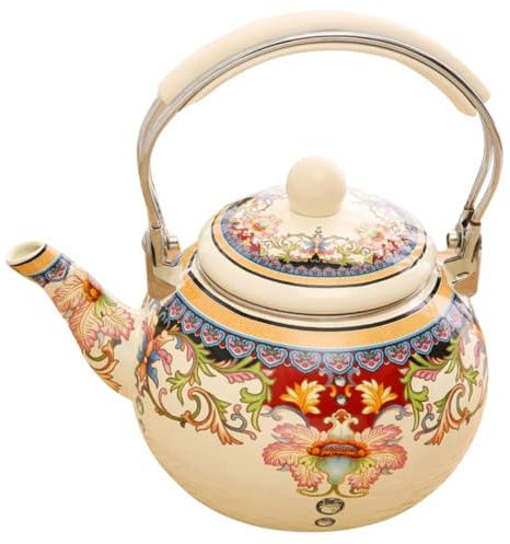 UKCOCO Bollitore Smaltato con Resistente Teiera per Tè e Vino Compatibile Gas e Induzione Design Vintage Robusto e