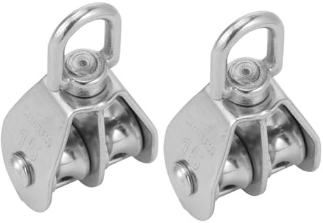 Cabilock 2 Stück Doppelrolle Edelstahl Umlenkrolle Flaschenzug Seilrolle Rostfrei Langlebig für Boot Fitness und Hebearbeiten