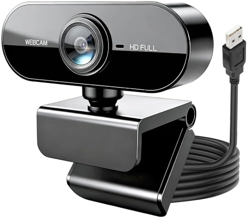 JagFond USB Webcam for PC, 1080P 30fps Full HD Computer Camera for Laptop | Streaming Webcam with Microphone, 85° Wide Angle, 360° Rotatable Web Camera for Gaming Conference, Zoom, Skype