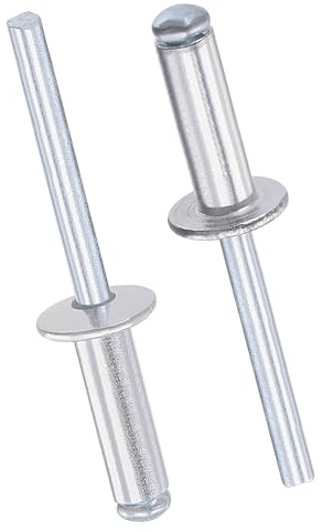 TOP-VIGOR Lot de 50 rivets aveugles en aluminium 6 mm x 20 mm, rivets pop pour métal avec mandrin, rivets à tête plate à extrémité ouverte pour bricolage, meubles et fixation générale