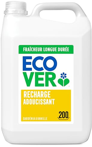 Ecover sköljmedel påfyllningspaket, ger mjuk och smidig tvätt, gardenia och vaniljdoft, 200 tvättar, 1 x 5 l