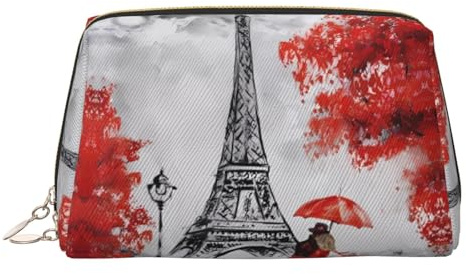 Large Eiffel Tower Paris Painting Printed Cosmetic Bag Portable Cosmetic Storage Bag Suitable for Travel and Business Trips