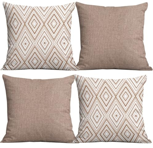Deko Kissenbezug 40x40 Kurzflausch Boho Design für Sofa und Wohnzimmer