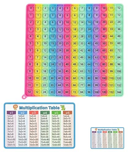 3-Piece Times Tables Poster Set, Multiplication Tables for Focus Enhancement, Educational Maths Popper with Large and Small Cards, Ideal for Study Breaks and Classroom Activities