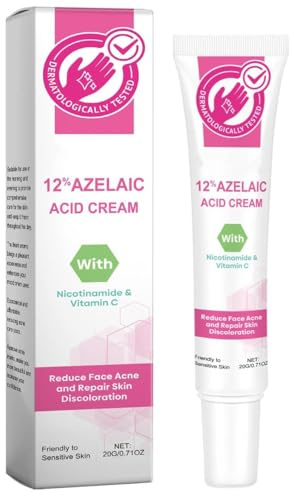 12% Azelaic Acid Acne Cream, Niacinamid & Vitamin C Repair Cream, Aknenarben verblassende, talgregulierende und beruhigende Lotion, geeignet für zu Akne neigende und empfindliche Haut, 20 g